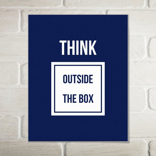 Denken Sie nach draußen motivierend blau Poster