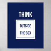 Denken Sie nach draußen motivierend blau Poster (Vorne)