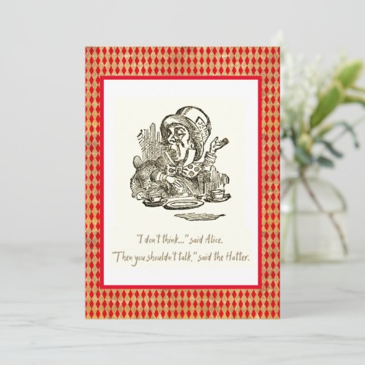 Denken Sie nicht an Alice Mad Hatter Zitat Karte (Stehend Vorderseite)