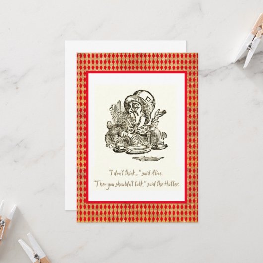 Denken Sie nicht an Alice Mad Hatter Zitat Karte (Vorderseite/Rückseite Beispiel)