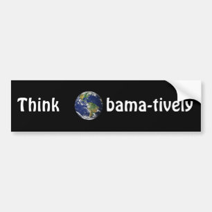 Denken Sie Obamatively_world, das auf Schwarzem Autoaufkleber