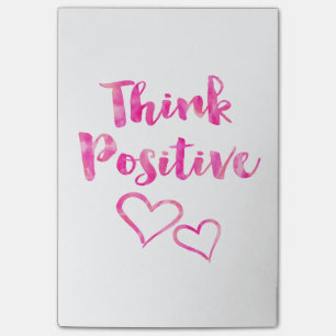 Denken Sie positives Aquarell-Zitat Post-it Klebezettel