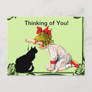 DENKEN SIE POSTCARD VINTAGES KIND W KATZE ARA POSTKARTE