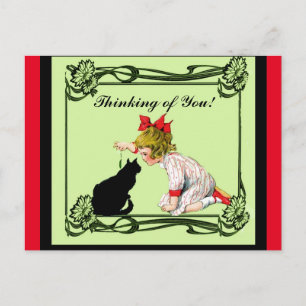DENKEN SIE POSTCARD VINTAGES KIND W KATZE ARA POSTKARTE