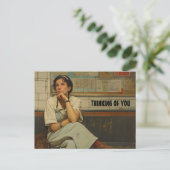 DENKEN SIE RETRO FRAU POSTCARD POSTKARTE (Stehend Vorderseite)