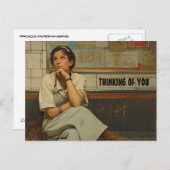 DENKEN SIE RETRO FRAU POSTCARD POSTKARTE (Vorne/Hinten)