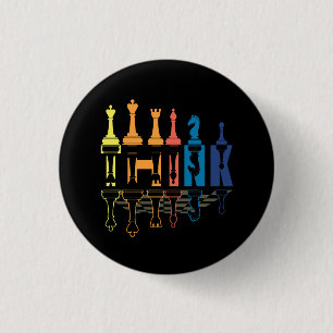 Denken Sie Retro Vintage Schachfiguren Spielertrai Button