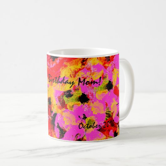 Denken Sie rosa Blumenkaffee-Tasse Kaffeetasse (VorderseiteRechts)