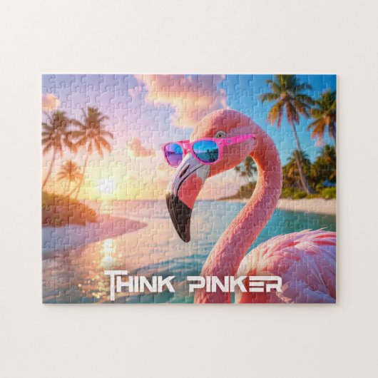 DENKEN SIE ROSA - Flamingo PINK Puzzle (Horizontal)