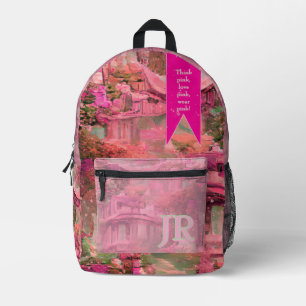 Denken Sie rosa, Liebe rosa, Pink tragen Sie die W Bedruckter Rucksack