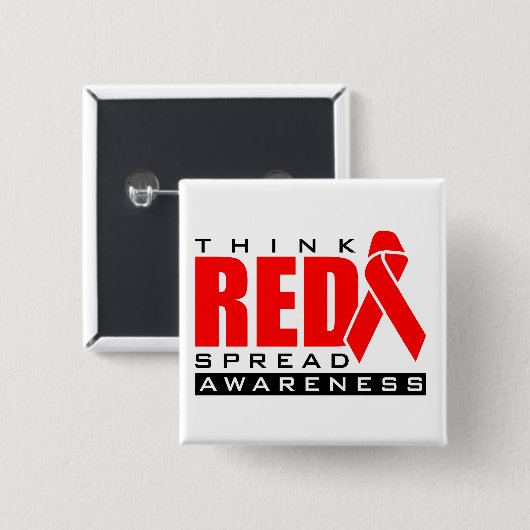 Denken Sie Rot…. Verbreiten Sie Bewusstsein Button (Vorne & Hinten)