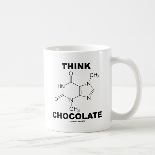 Denken Sie Schokolade (Theobromin-Molekül-Chemie) Kaffeetasse (Rechts)