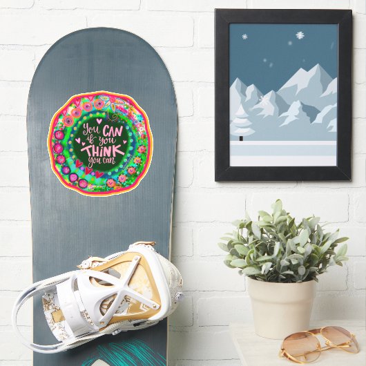 Denken Sie, Sie können eine bunte Spaß-Inspirivitä Aufkleber (Snowboard)