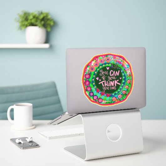 Denken Sie, Sie können eine bunte Spaß-Inspirivitä Aufkleber (Laptop auf Schreibtisch)