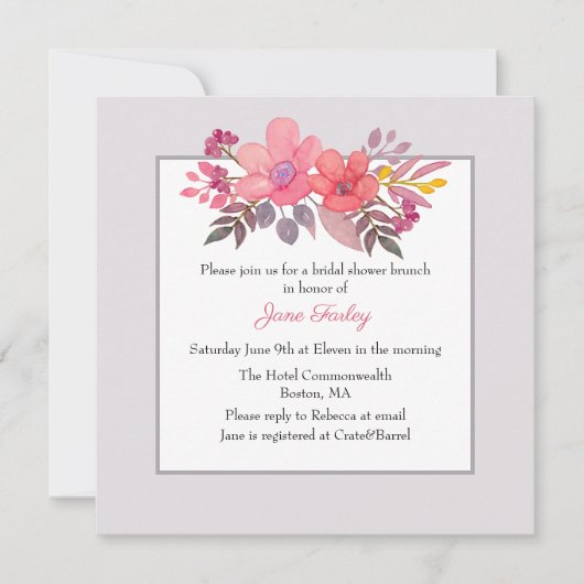 Denken Sie staubige Rosa-Brautparty-Einladung Einladung (Vorderseite)