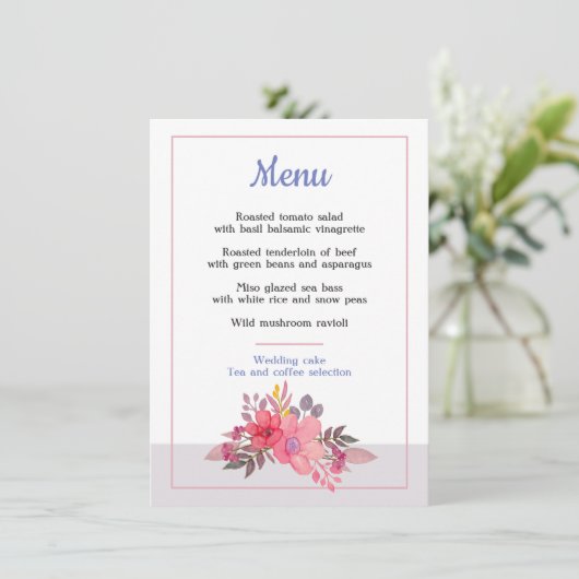 Denken Sie staubiges Rosa-Menü Menükarte (Stehend Vorderseite)