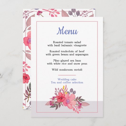 Denken Sie staubiges Rosa-Menü Menükarte (Vorne/Hinten)