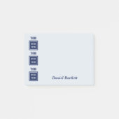 Denken Sie über den Kasten klug blau nach Post-it Klebezettel (Vorderseite)