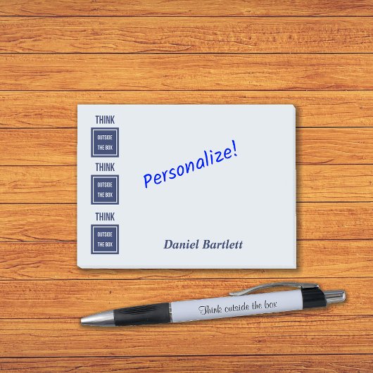 Denken Sie über den Kasten klug blau nach Post-it Klebezettel