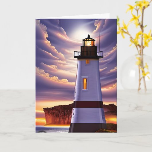 Denken Sie über Sie und Vermisst Sie Leuchtturm Karte (Gelbe Blume)