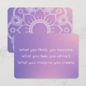 Denken Sie und werden Sie Lila Buddah Quote Card Einladung (Vorne/Hinten)