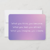 Denken Sie und werden Sie Lila Buddah Quote Card Einladung (Vorderseite)