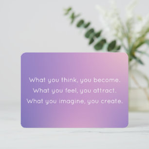 Denken Sie und werden Sie Lila Buddah Quote Card Einladung