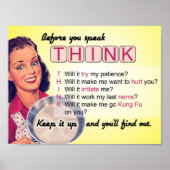 Denken Sie vor Ihrer Rede nach (mit G) Poster (Vorne)