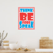 Denken Sie vor Speak, Typografie-Poster, Poster (Küche)