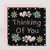 Denken Sie | Whimsisches Floral Mitteilungskarte (Vorne/Hinten)