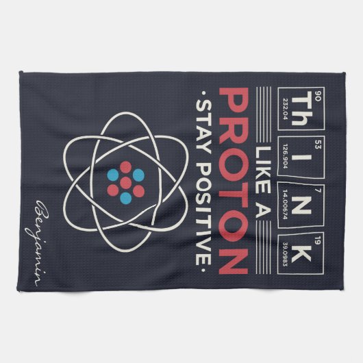 Denken Sie wie ein Proton Chemie Lehrer und Nerd Geschirrtuch (Horizontal)