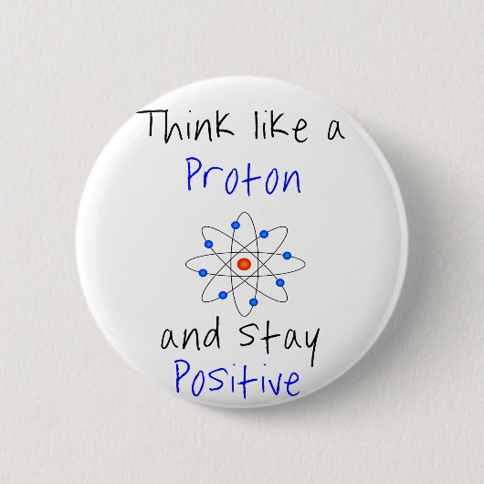 Denken Sie wie ein Proton und bleibe positiv Button (Vorderseite)