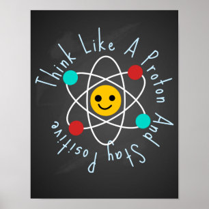 Denken Sie wie ein Proton und Bleibe positive Klas Poster