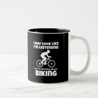 Denken über Biking Funny Zweifarbige Tasse
