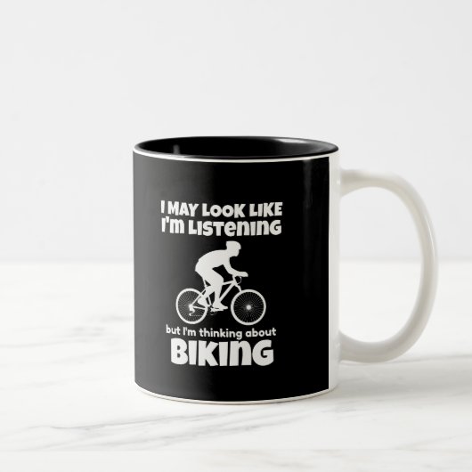 Denken über Biking Funny Zweifarbige Tasse (Rechts)