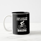 Denken über Biking Funny Zweifarbige Tasse (Links)