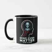 Denken über Materie Alien Head Binary Circuit Art Tasse (Links)