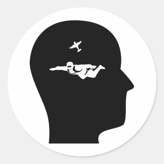 Denken über Skydiving Runder Aufkleber (Vorderseite)