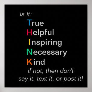 DENKEN - vor dem Sprechen, Text oder Postposter Poster