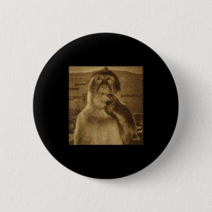 Denkender Affe Meme Vintage Retro  Button