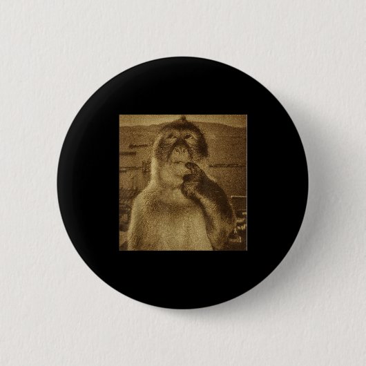 Denkender Affe Meme Vintage Retro Button (Vorderseite)