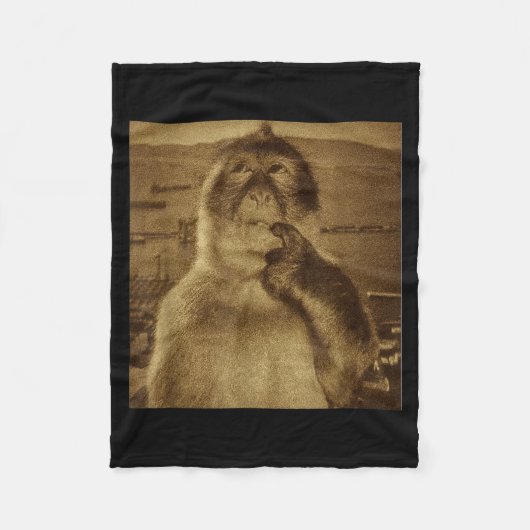 Denkender Affe Meme Vintage Retro Fleecedecke (Vorderseite)