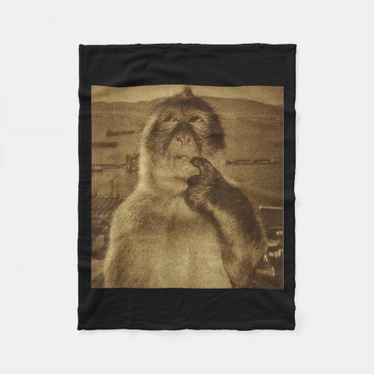 Denkender Affe Meme Vintage Retro Fleecedecke (Vorderseite)