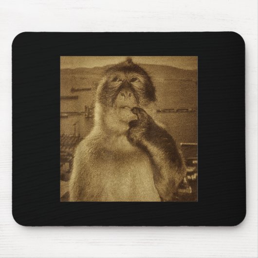 Denkender Affe Meme Vintage Retro Mousepad (Vorne)