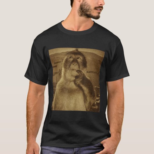 Denkender Affe Meme Vintage Retro T-Shirt (Vorderseite)