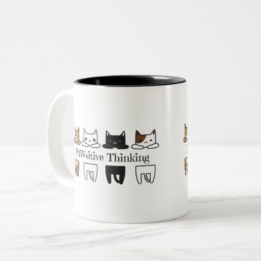 Denkendes PAWsitive - Katze meme Tasse (Vorderseite Links)