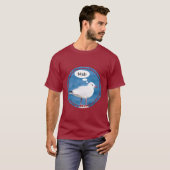 Denkendes weißer Seemöwe-Hafen-blaues Meer T-Shirt (Vorne ganz)