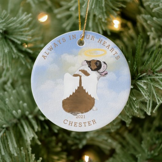 Denkengel Hunde Flügel Foto Keramik Ornament (Baum)