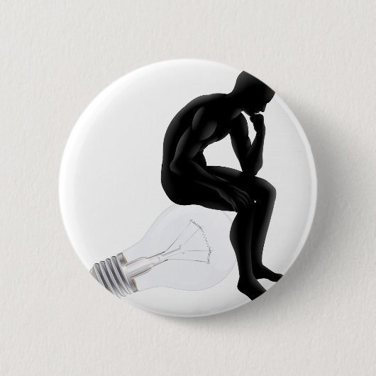 Denker, welche nach einer Idee sucht Button (Vorderseite)