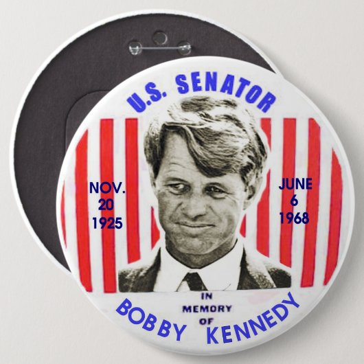 Denkmal Bobbys Kennedy pinback Button (Vorne & Hinten)